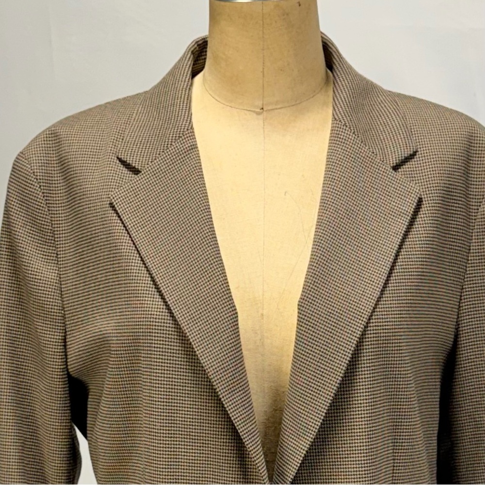 Chaps houndstooth plaid check blazer women’s suit jacket coat New brown neutral - Picture 4 of 13